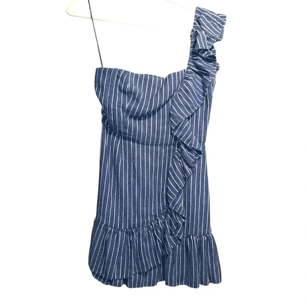 Alexis Denim One-Shoulder Ruffle Dress - Picture 4 of 5